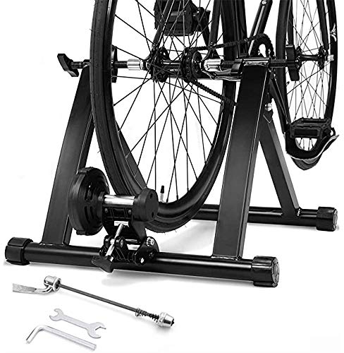 Rollentrainer für Fahrräder, Faltbarer Fahrradtrainer aus Stahl, Fahrrad Heimtrainer Indoor, Fahrradtrainer Rollentrainer für Fahrräder Mountainbike (Schwarz)