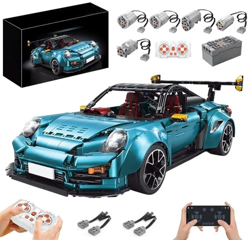 Technik Auto für Porschor GT2 RS, 1:8 Groß Auto Modellbausatz, 3389 Teile MOC Klemmbausteine Rennauto Set, Automodell Sammlerstück Geschenk für Autofans