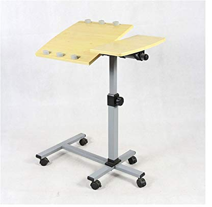 Überbetttisch mit Rollen Der Sofa-Überbetttisch Überbetttisch mit Rollen Verstellbarer mobiler Laptop-Schreibtischwagen, Winkel- und höhenverstellbarer Rolltisch Schreibtisch Laptop Notebook
