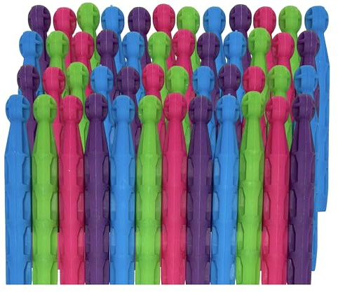 48pk Plastic Dolly Pegs For Washing Line | Strong Heavy Duty Laundry Pegs Clips Clothes | Extra Strong Grip, Weather-Resistant, Ideal for Drying Outdoors or Indoors (Plastic Dolly Peg, 48 Pack)