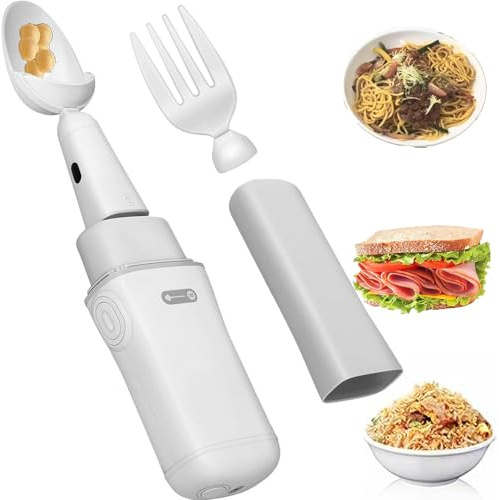 LTSRLL Cuillère Intelligente Anti-secousse, Cuillère Et Fourchette Stables, Vaisselle D'aide À L'alimentation pour Vieil Homme, Anti-secousse À 360°, pour Les Patients Atteints Maladie