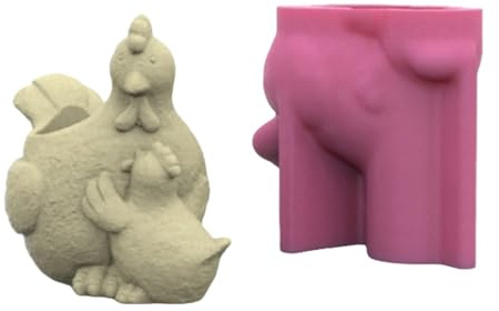 Stampo per vasi di fiori in silicone per calcestruzzo a forma di gallina Stampo in silicone per vaso da fiori Ornamento in silicone per vaso da fiori