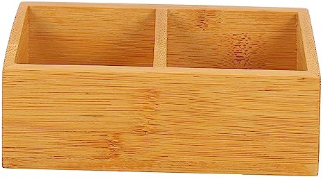PRETYZOOM Caja De Madera Doble Compartimento para Bolsas De Café y Azúcar Organizador Práctico y Elegante para Oficina Hogar y Hotel Resistente y Decorativo