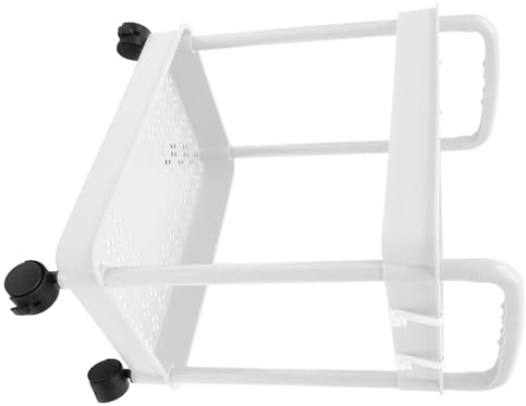IMIKEYA Carrito Utilitario con Ruedas, Estante Doble de Almacenamiento Blanco, Capacidad Grande y Resistente para Oficina y Dormitorio