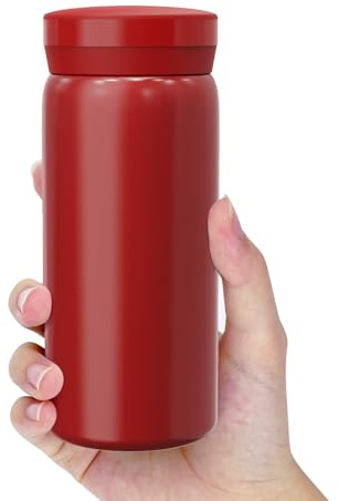 Linkidea Bouteille d’eau mini 6,8 oz (200 ml), acier inoxydable isolé sous vide pour boissons chaudes & froides, anti-fuite, se glisse dans le sac à main, le sac et la poche (Rouge)