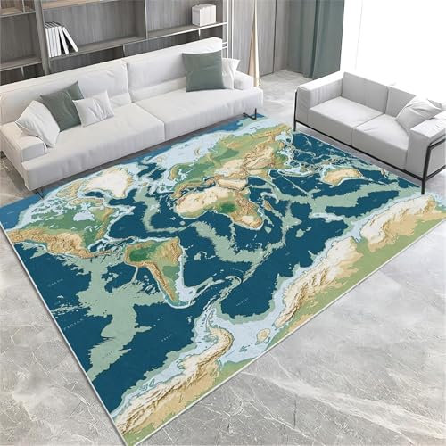 3D Modern Weltkarte Kinder Jungen Teppich Schlafzimmer Dekorativ Kinderzimmer Wohnzimmer Matten Krabbelmatte Weichem Flanell Kinderteppiche 140 X 200 cm - Leicht Zu Reinigen-1244944912