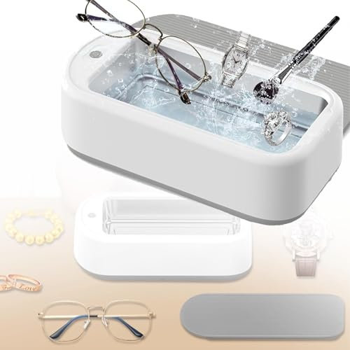 NVYAZJ Ultrasonic Cleaner, 600ml Large Capacity Sonic Cleaning Machine, 2-speed Mode, 360° All-round Cleaning and Lower Noise Design, One-Touch Operation