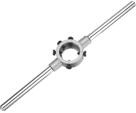 sourcing map Llave de mango de 30 mm x 11 mm para troqueles redondos métricos M10-M11 / 30 mm OD, troquel de roscado, soporte ajustable, herramienta de mano para reparación de roscas