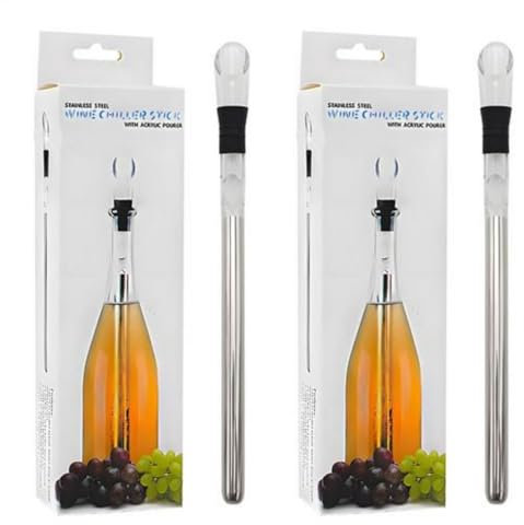 Wine Bottle Cooler Stick for Wine Bottles, 2 Pieces Wine Chiller Stick, Wine Chilling Rod with Pourer and Stopper, Wine Accessories for Wine Lovers, Wine Cooling Stick Rapid Cooler for Men Women