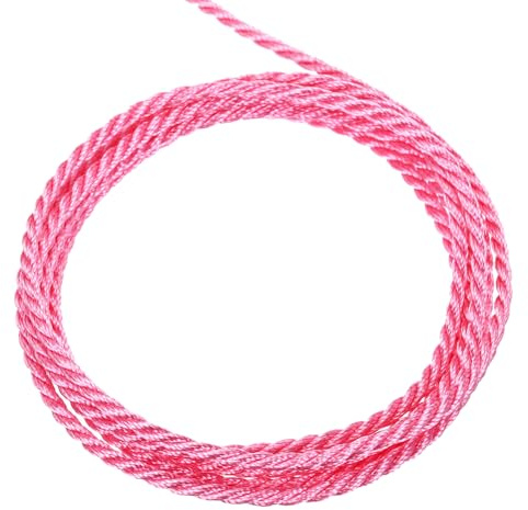 sourcing map Twisted Cord Trim 5 Yard 2mm Pink - 5m | 3-Ply Twine Braided Rope Shiny Thread String for Craft Gift Bag Curtain Christmas Decor