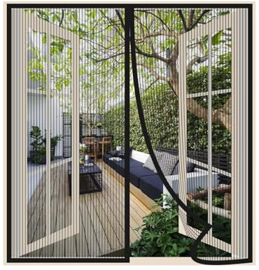 Risareyi Magnet Fliegengitter Fenster 140x135cm, Schwarz Atmungsaktiver Masche Fliegengitter Balkontür Ohne Bohren Moskitonetz Fenster Insektenschutz Tür, Automatische Schließung