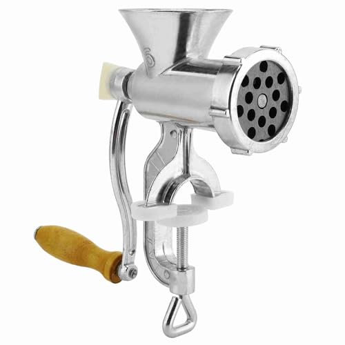 Manual Meat Grinder Aluminum Alloy Sausage Mincer Oval Feeding Hole Manual Meat Mincer Hand Meat Grinder Machine for Minced Meat with Beef, nut Grinder Hand Crank, nut Grinder Hand Crank for Minced M