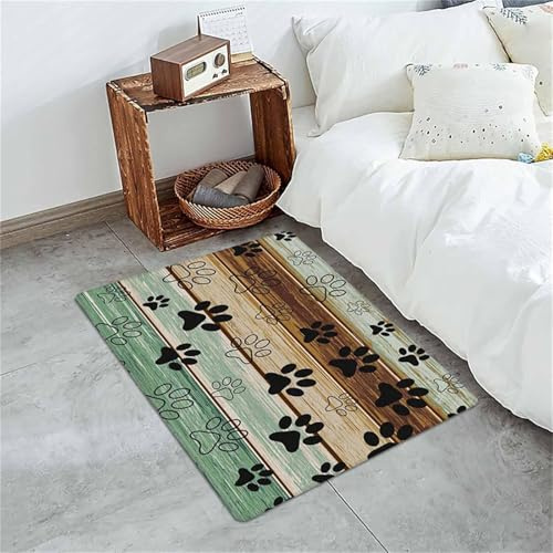 Hixingo Napfunterlage Hund Katzen Futternapf Unterlage, Saugfähige Haustier Futtermatte rutschfeste Hundenapf Unterlage Waschbar Katzennapf Futtermatte -Holzmaserung Muster (Grün,60x90cm)