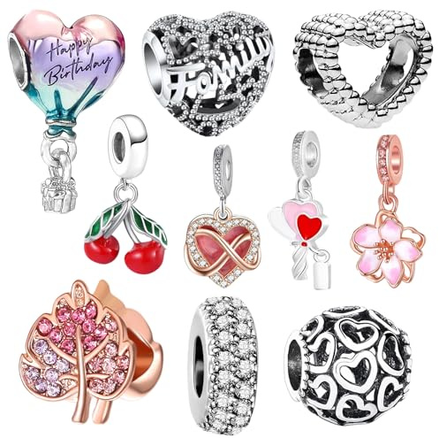 10 pièces de perles séparatrices pour la fabrication de bracelets, pendentifs roses pour la création de bijoux, charmes polis pour bracelet Pandora, cadeaux de bijouterie pour maman, filles