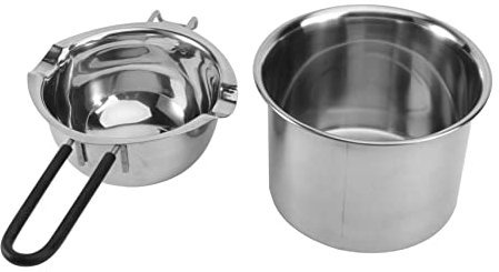 Gatuida 2 Stück Schokoladentopf mit Griff für handhaben Wärmer schmilzt schokoladenfondue schokofondue Utensil zum Erhitzen von Milch praktischer Butterschmelztopf Rostfreier Stahl Silver