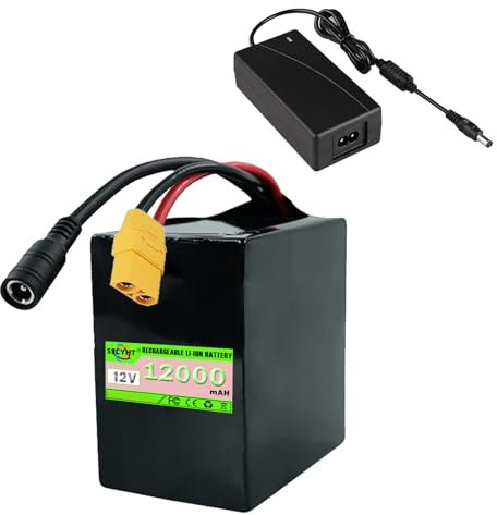 SSCYHT Lithium Battery 12V 20Ah 12Ah Lithium Ion Battery 12V Rechargeable Battery 12V Li-ion Battery with Charger and BMS for 50W - 250W Motor Kit,12V12Ah XT90