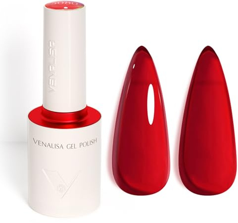 Venalisa Gel Nail Polish Red Semi-Transparent 10ml Stylish Round Bottle with Top Label Showing Color and Number UV Gel Polish for Stunning Nail Art Design 5080