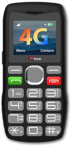TTfone TT890 4G seniortelefon – lättanvänd mobiltelefon med stor knapp med nödhjälpsknapp, USB-C-laddning, Bluetooth, kamera – olåst (med USB-kabel)