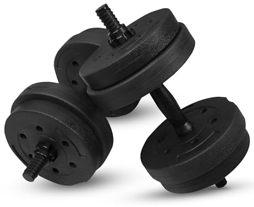 Fitby Haltères Réglables 20KG – Ensemble de Poids Musculation – Dumbbells Réglables – Set d’Haltères – Poignées Ergonomiques Antidérapantes pour Entraînement à Domicile
