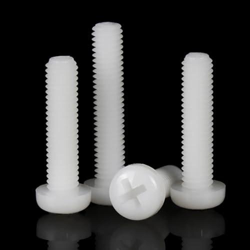 WANG TII DOO Lot de 50 Vis À Tête Ronde en Nylon Et Plastique M6, Fixations À Fente Croisée, Boulons Non Métalliques, Parfaits pour Le Modélisme Et Les Loisirs Créatifs,M6×35mm