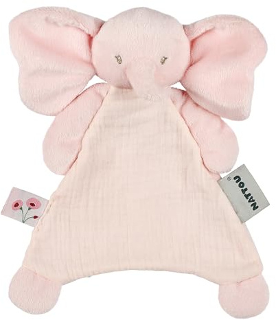 Nattou Mini-Schnuffeltuch, Elefant, Wegbegleiter ab der Geburt, Ca. 25 cm, Polyester, FanFan, Rosa
