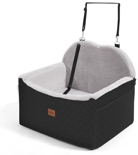 WarmInsula Dog Car Seats for Small Dogs, Detachable Dog Booster Car Seat with Storage Pockets Safety Belt, Pet Booster Cushion for Medium Dogs, Foldable Pet Sofa Cushion & Travel Bed