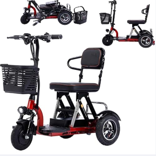 Seniorenmobil Dreirad Elektromobil Klappbar Faltbar Leichter Reisemobilitätsroller Elektro Dreirad Fahrrad Scooter für Erwachsene Senioren Mobilitätsroller mit Korb
