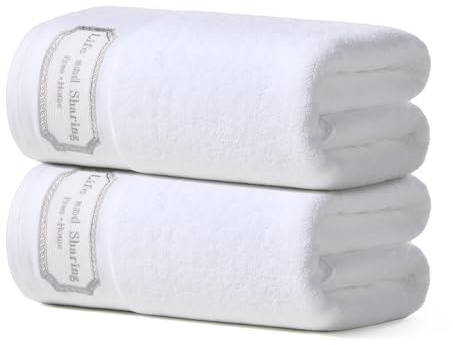REDKISS 35x70 inches Luxury Bath Sheets Towels Set of 2, 100% Cotton & 700 GSM Ultra Soft & Highly Absorbent Bath Towels Set,Perfect for Bathroom,Spa and Hotel-White