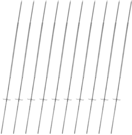 Yardenfun 10pièces Lot de Brochettes Rotatives Acier Inoxydable pour Barbecue Brochettes Réutilisables Larges et Planes pour Griller la Viande Poulet