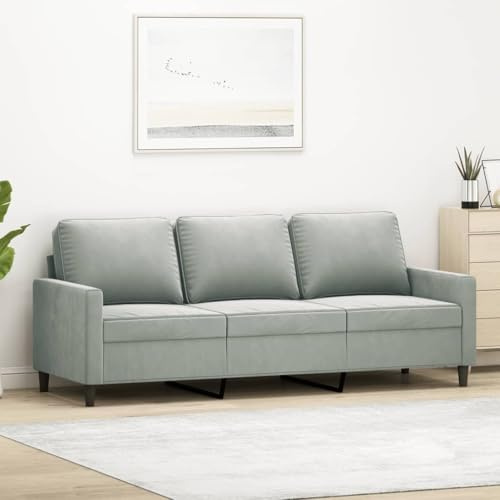 Runheo 3-Sitzer-Sofa Hellgrau 180 cm Samt, Metallgestell, Bequeme Polsterung, modernes Design für Wohnzimmer, Loungesofa