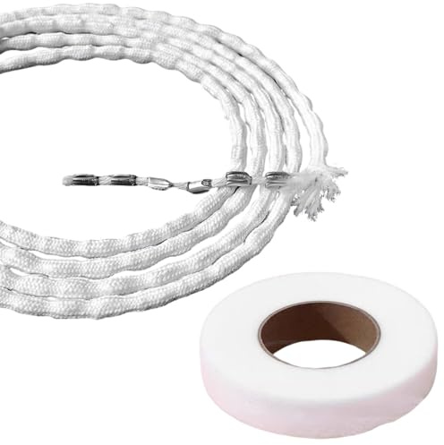 10m Curtain Weights Wire with 25m Curtain Hemming Tape, Curtain Weights for Hems for Curtains Drapery Fabrics Nets Shower (White,30g/m)