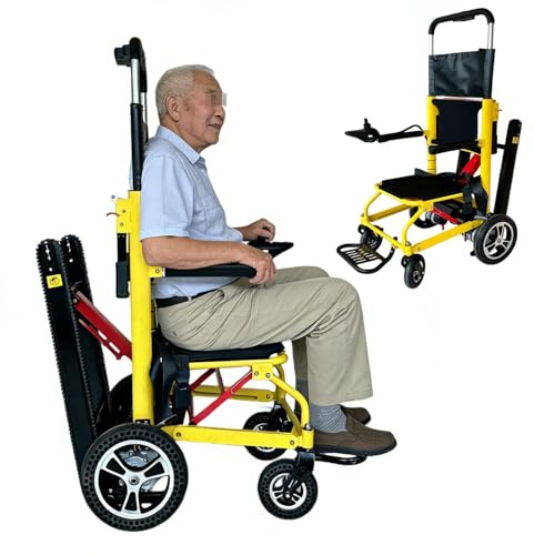 HZWJD Elektrische Sackkarre Mit Treppensteigfunktion,Elektrischer Treppensteiger-Rollstuhl,Elektrorollstühle,Faltbarer Elektrorollstuhl,Inklusive Lithium-Akku,Für Ältere Patienten Yellow