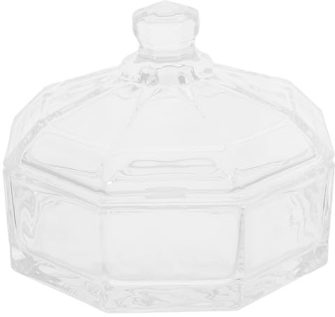 Milisten Bonbonnière en Verre Transparent avec Couvercle, Plat Octogonal 11,5 Cm, Sucrier Multifonction pour Bonbons, Fruits Secs et Gâteaux, Maison et Bureau, Stockage Frais Solide