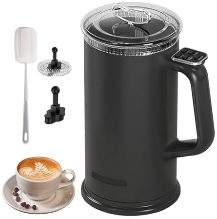 Elektrisk Mjölkskummare, 4-i-1 Bärbar Automatisk Mjölkångare Med Non-stick-beläggning, One-touch-drift, 500 Ml Varm- Och Kallskummaskin För Cappuccino, Latte, Macchiato black
