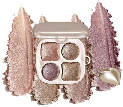 Floruvia Metallic Rose Gold Shimmer Eyeshadow Palette with Mirror Blendable Gold, Bronze&Neutral Shimmer Shades for Blue, Green, Brown Eyes, Long-Lasting Glow