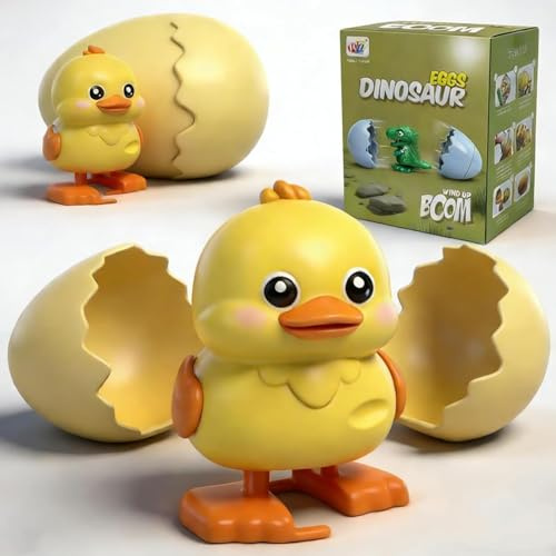 Flexyony Wind-Up Surprise Eggs, Wind-Up Animal Hatching Surprise Egg, Rotate the Egg to Hatch a Walking Animal, Reusable Clockwork Dino Fun Dinosaurs Toys for Boys Girls Easter (1Pc Duck)