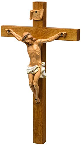 Crucifixes Fontanini Crucifix Features a Hand Painted Body of Christ on a Wood Cross, 12-Inch