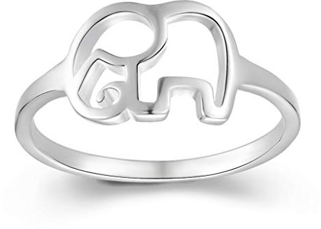 ELBLUVF Elefant 925 Sterling Silber Tier Glück Elefant Ring Schmuck Brautjungfer Geschenk Favor 47 (15.0)