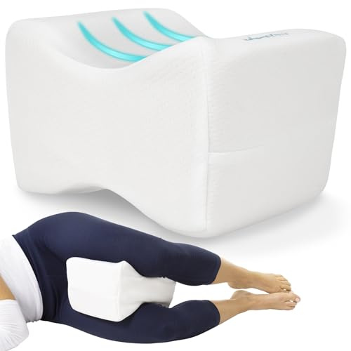 Xtra-Comfort Memory Foam Knee Pillow for Side Sleepers - Orthepedic Sciatica, Back, Under Leg, Hip and Joint Support - Pregnancy and Maternity