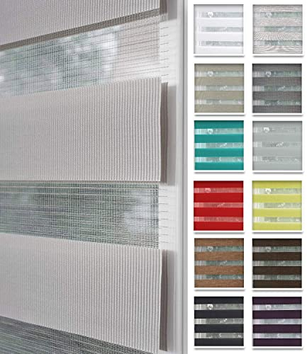 Home-Vision® DuoRollo Klemmfix, Doppelrollo ohne Bohren mit Klämmträgern, Rollos für Fenster und Türen (Grau, B40cm x H150cm)