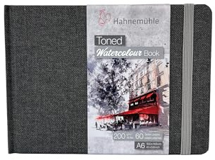 Hahnemühle Toned Watercolour Book Grey, grau getöntes Aquarellbuch, DIN A6