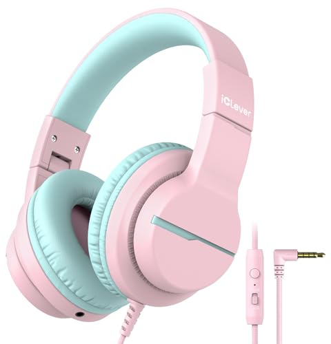 iClever HS19 Kids Audio Headphones with Microphone Kids 85/94dB Foldable Earbuds for School/Computer/Kindle
