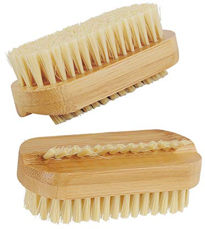 Nagelbürsten 2 Stück Nagelbürste aus Holz Bürste für Hand Handwaschbürste mit Naturborsten Reinigungsbürsten Set für Fingernagel Doppelseitige Bürste für Maniküre, Pediküre & Handpflege (9,5cm)