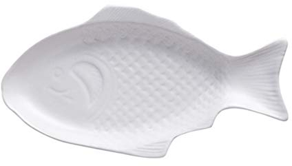 DOITOOL Fischteller Keramik Servierteller Servierplatte Porzellan Wurstteller Fisch Teller Fischform Ovale Tablett Servierschale für Meeresfrüchte Fisch Dessert Vorspeise Küchengeschirr