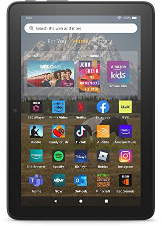 Certified Refurbished Amazon Fire HD 8 tablet | 8-inch HD display, 64 GB, 30% faster processor, designed for portable entertainment, 2022 release, with ads, Black