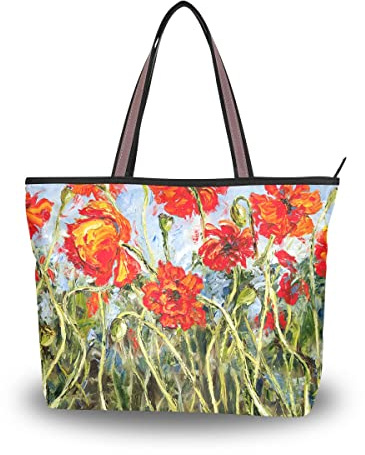 Grand sac à main zippé pour femme Motif hortensia, multicolore 16, Large