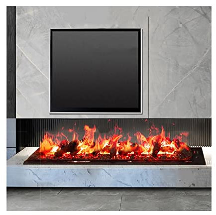 Freestanding Fireplace Stove 59 Inch Electric Fireplace Logs, in Wall Recessed, Remote Control Fireplace Insert Log and Flame, Realistic Resin Charcoal Bed, Automatic LCD Screen, Timer, 1400W, Black P