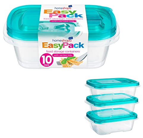 HOMESHOPA Plastic Food Storage Containers with Vented Lids, 4 Pack Leak Proof BPA Free Stackable, Microwave Freezer Dishwasher Safe, Reusable Airtight Meal Prep Lunch Boxes, 750Ml/25 Oz