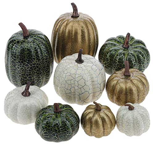 Funzhan 9 Stück Herbst Ernte Verschiedene Kürbis Dekor Künstlich Schaum Gefälschte Kürbisse Zuhause Party Küche Tabelle Erntedank Halloween Kürbisse Dekorations
