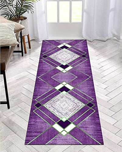 Rug Runner Long Hallway Kitchen Non-Slip Washable Rug Mats 3D Purple Kitchen Rug Kitchen Runner 60 x 120 cm Carpet Runner Bedroom Sold by the Metre Polyester Entrance Door Mat Living Room Hallway